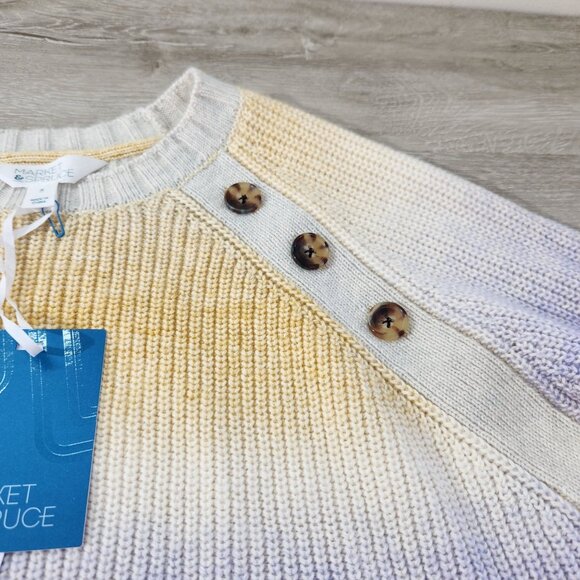 Market & Spruce Crew Neck Yellow Purple Ombre' Stripes Sweater Women's Size M - Picture 9 of 14